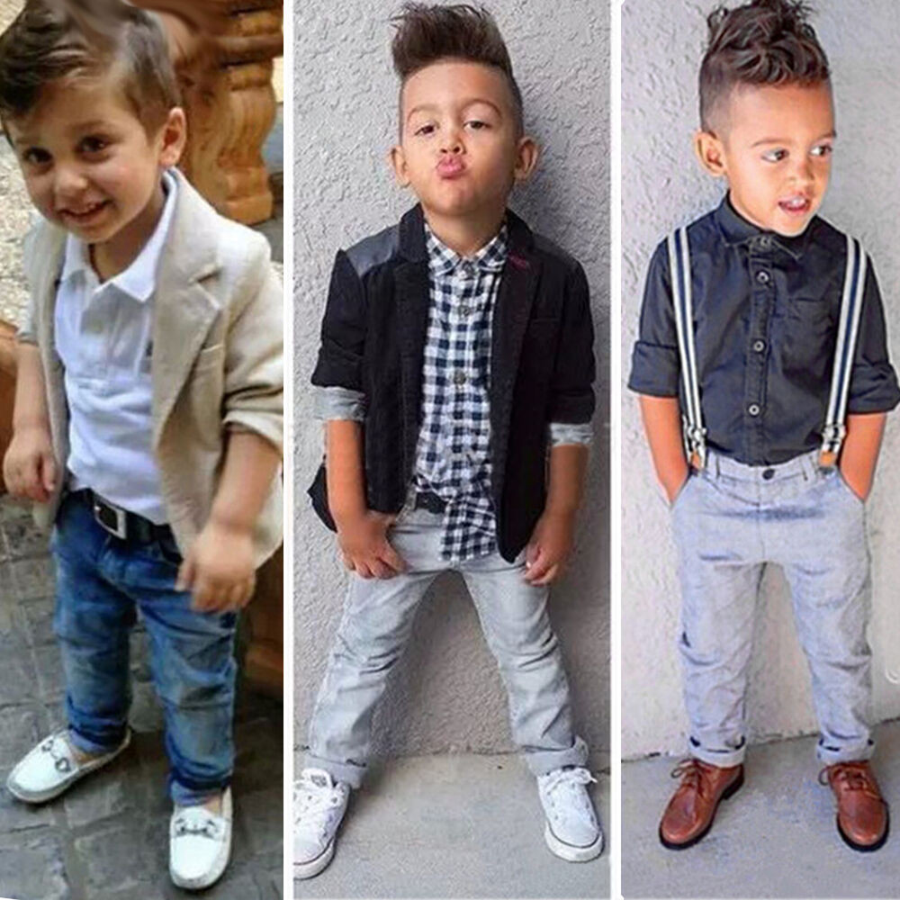 Fashion Kids Boy
 1 8Years Kids Boys Dress Shirt Coat Pants Set Gentleman
