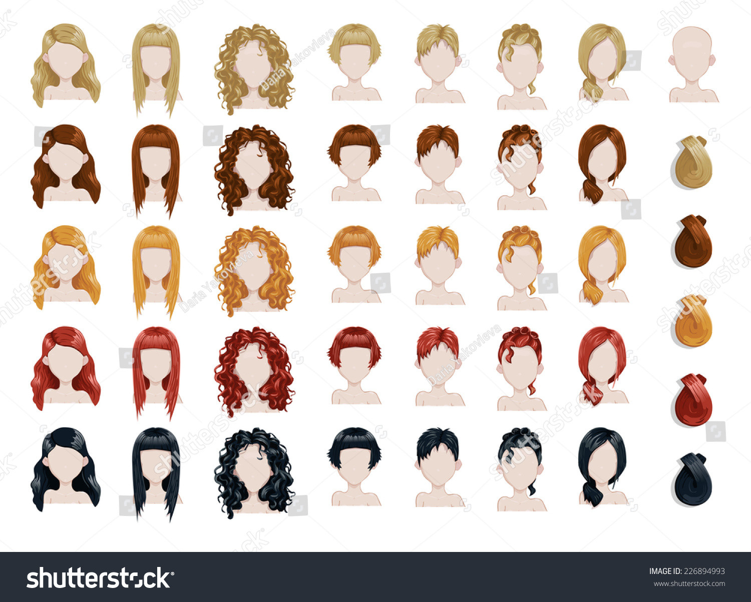 Female Hairstyle Names
 Set Female Hair Style Sprites Vector Stock Vector