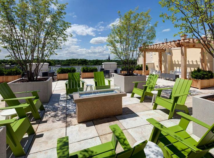 Fire Pit Apartment Balcony
 Rooftop terrace with fire pit trellis areas lounge