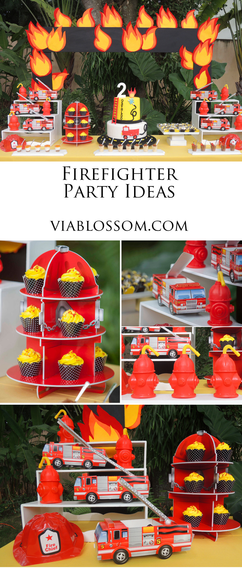 Firefighter Birthday Party Supplies
 Firefighter Birthday Party Via Blossom