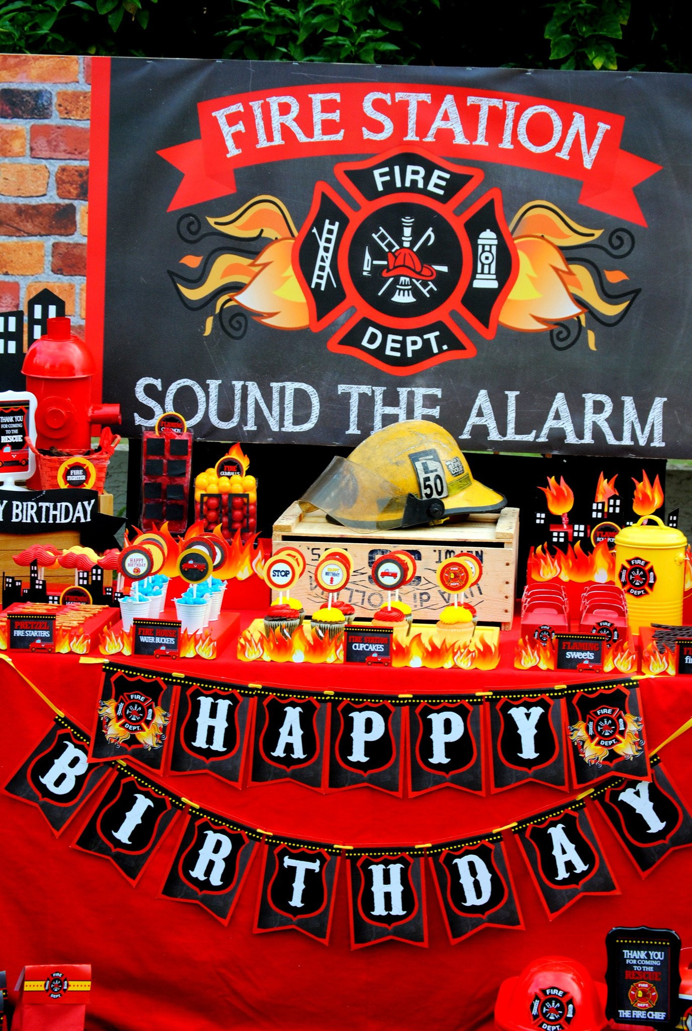 Firefighter Birthday Party Supplies
 FIREMAN Birthday Fireman BACKDROP Fire Fighter Party