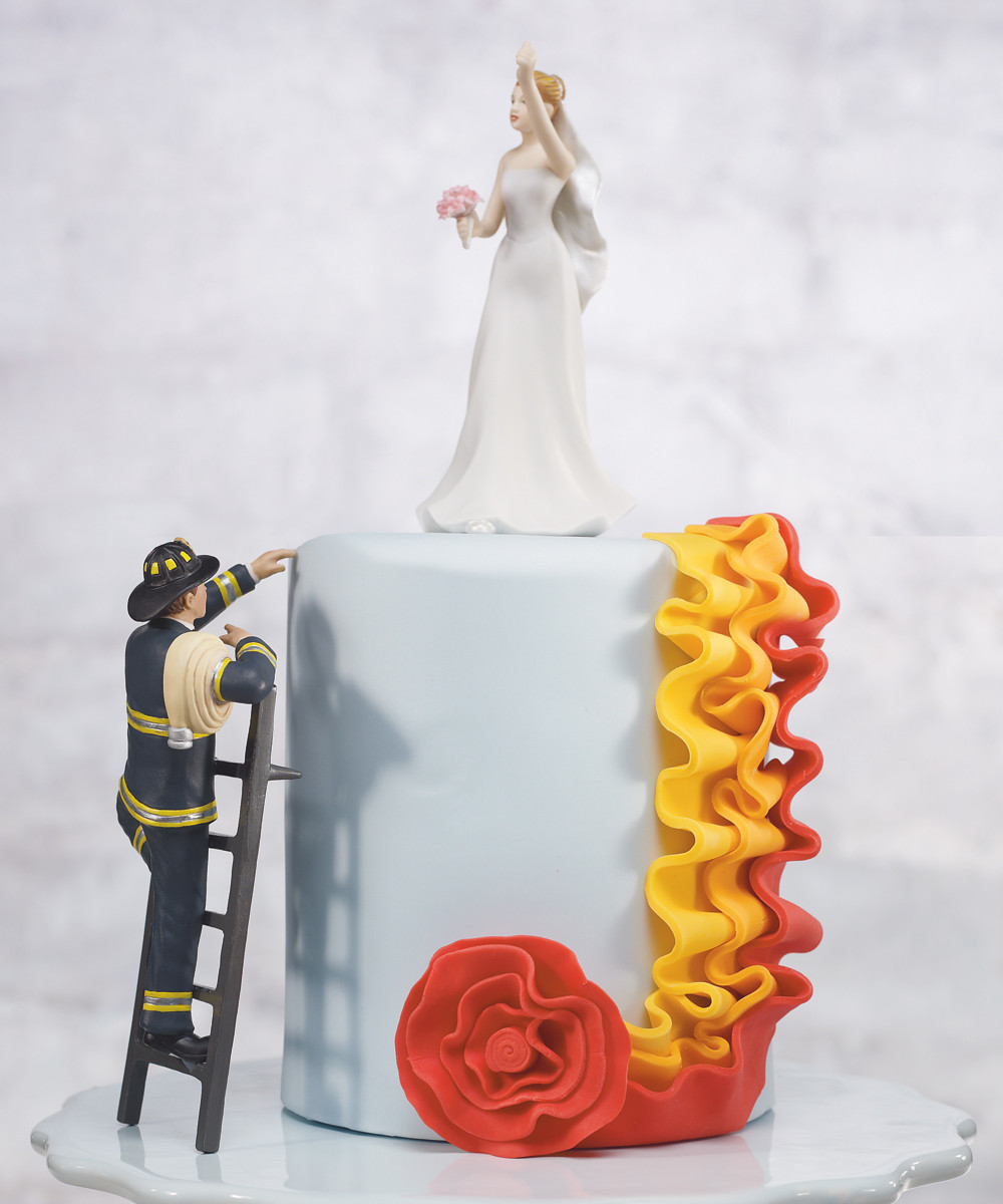 Firefighter Wedding Cake
 Fireman Groom Wedding Cake Topper Figurine Cake Top