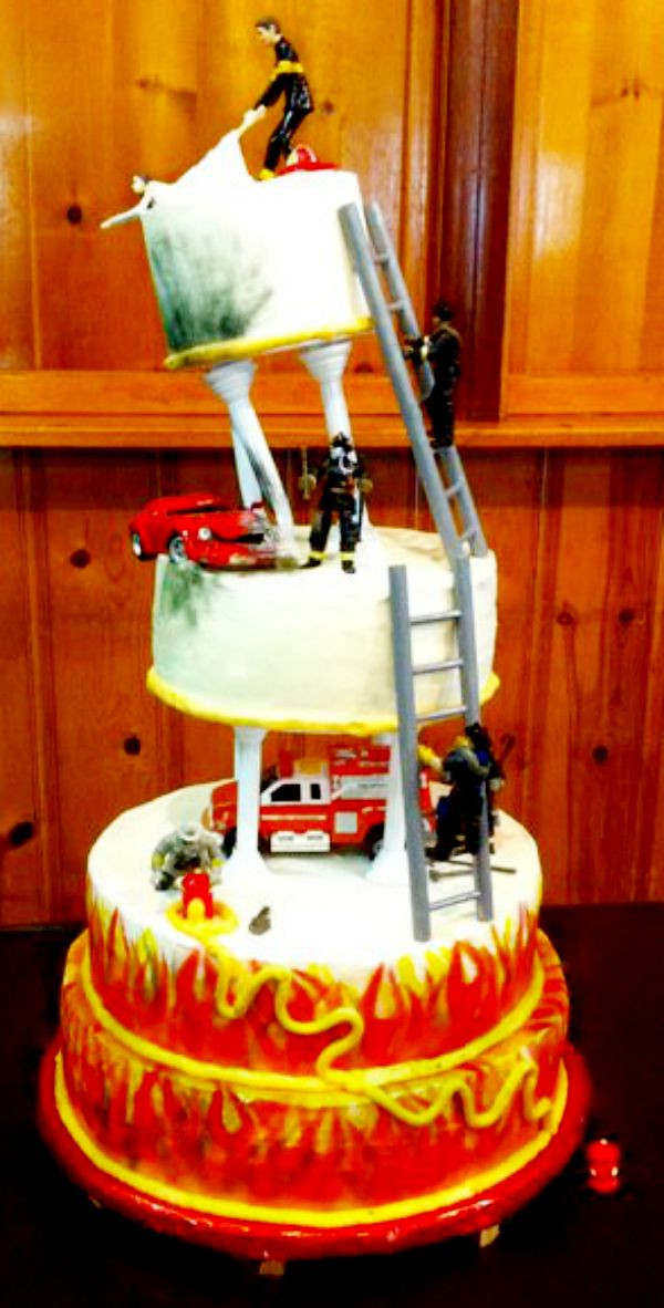 Firefighter Wedding Cake
 Fire Fighter Wedding Cake