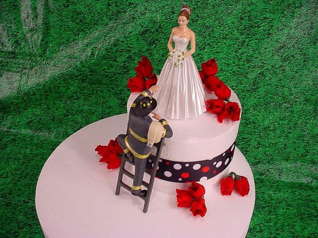 Firefighter Wedding Cake
 Elegant Bride And Fireman To The Rescue Groom Firefighter