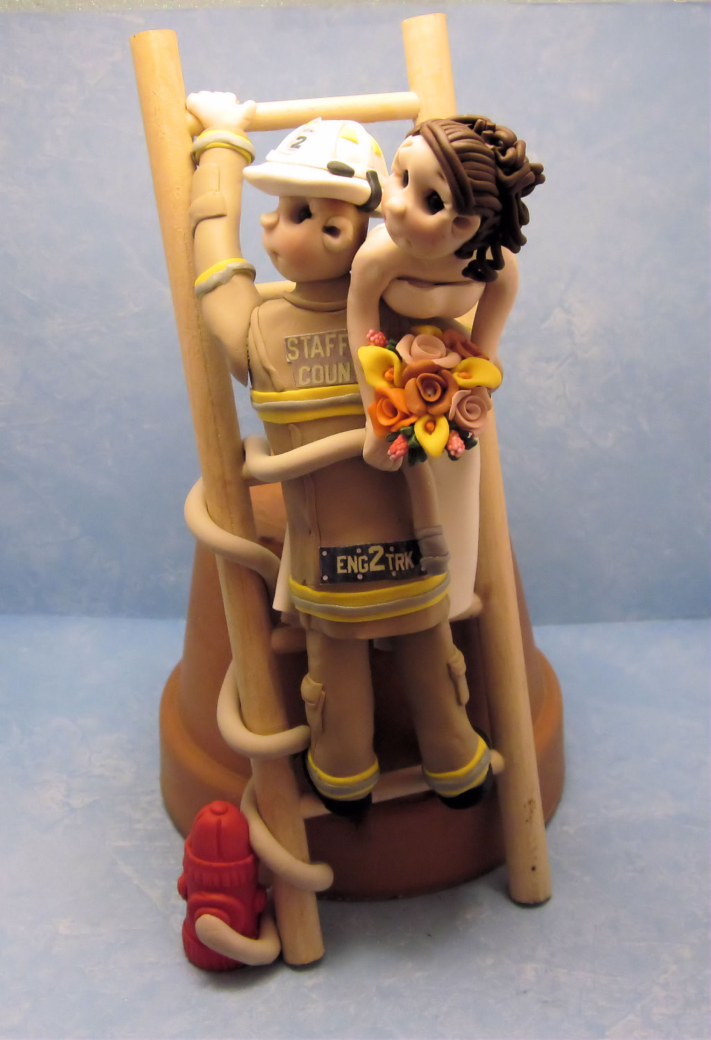 Firefighter Wedding Cake
 Bride and Groom fireman Cake topper for by