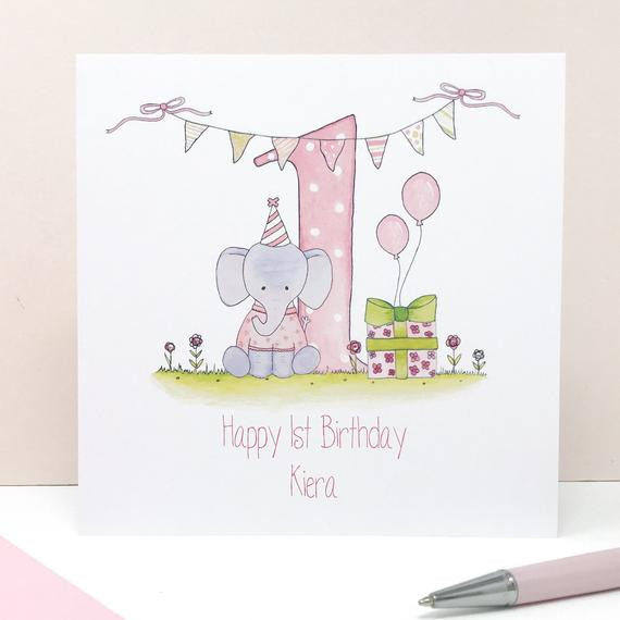 First Birthday Cards
 Personalised Girls First Birthday Card Personalised 1st