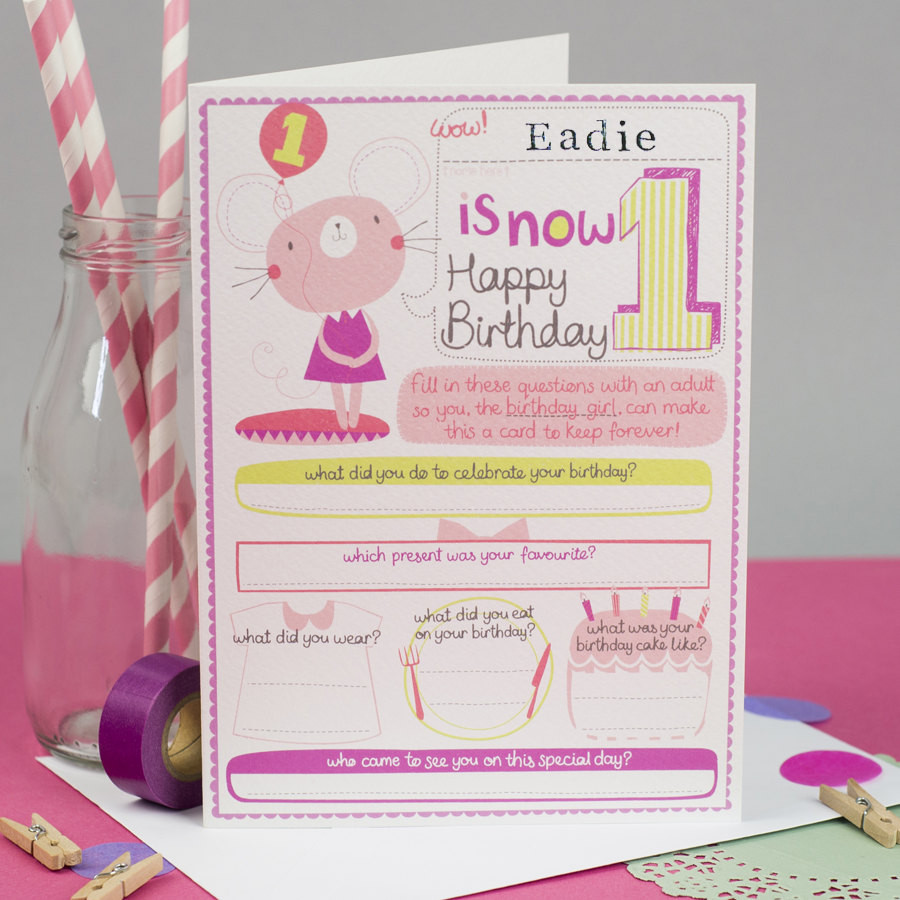 First Birthday Cards
 1st birthday Card Girl s personalized 1st birthday card