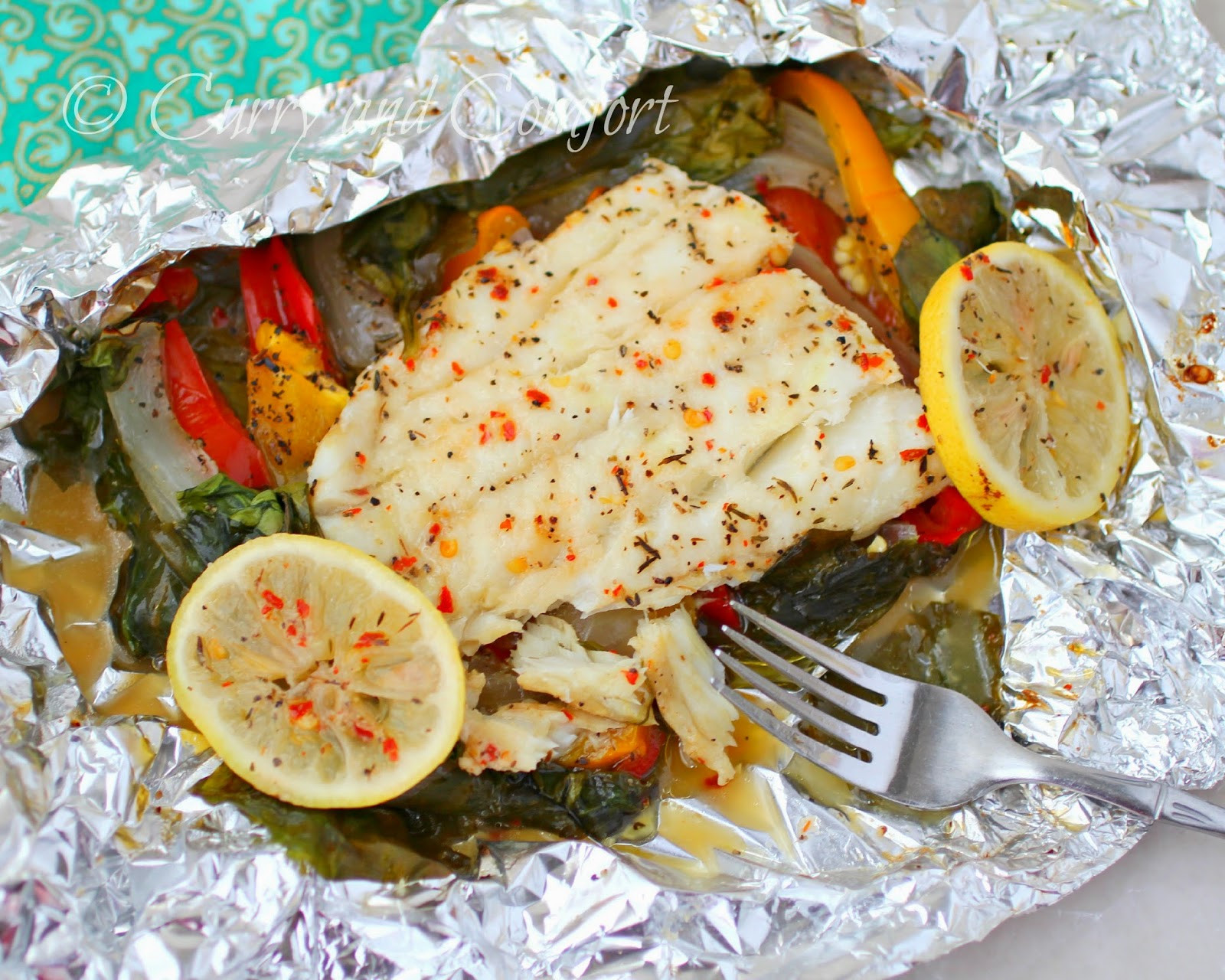 Fish Packet Recipes
 Kitchen Simmer Cod and Spinach in Foil Packets