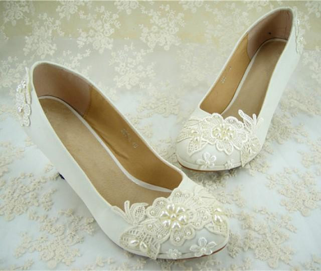 Flat Lace Wedding Shoes
 Wedding Shoes Flat Lace Bridal Shoes Pearl Wedding Shoes