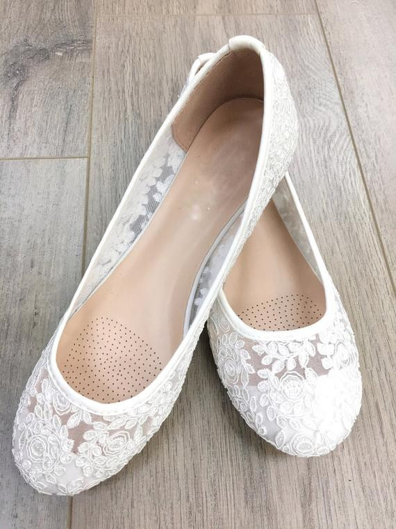 Flat Lace Wedding Shoes
 Women Wedding Shoes Bridesmaid Shoes White lace flats