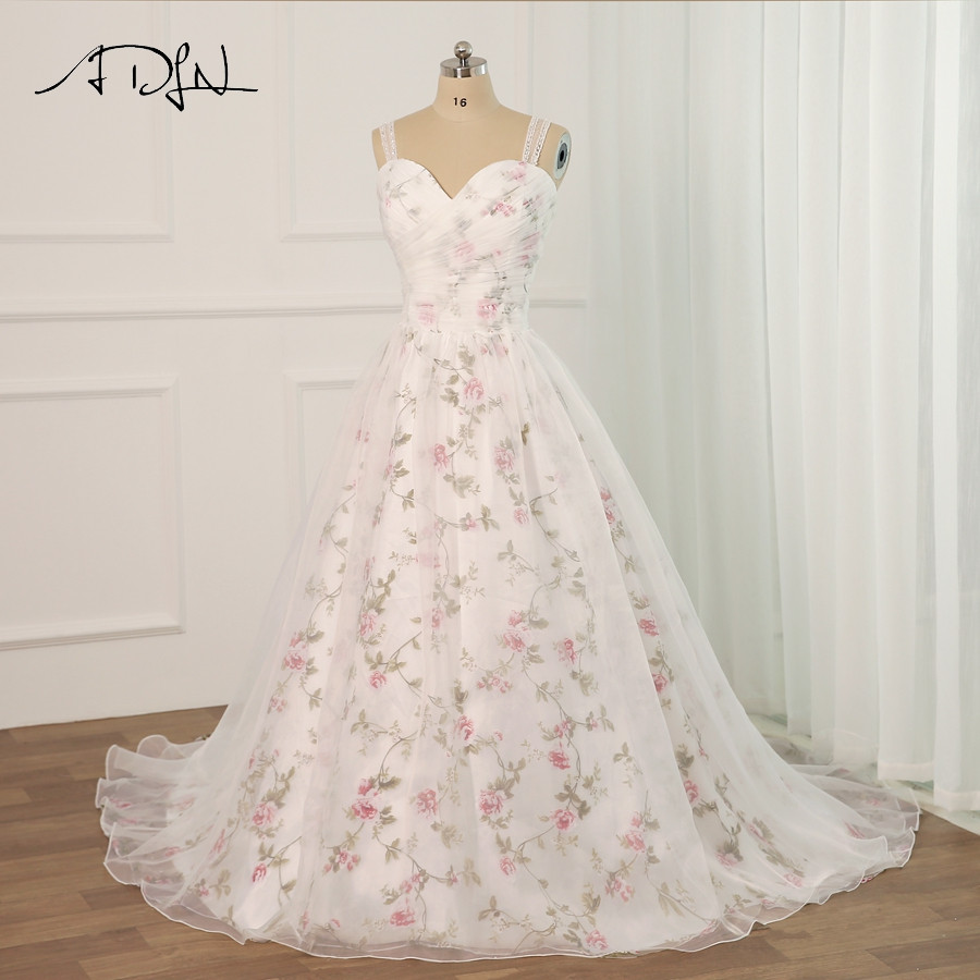 Floral Print Wedding Dress
 ADLN 2018 Floral Print Wedding Dress Plus Size Sleeveless