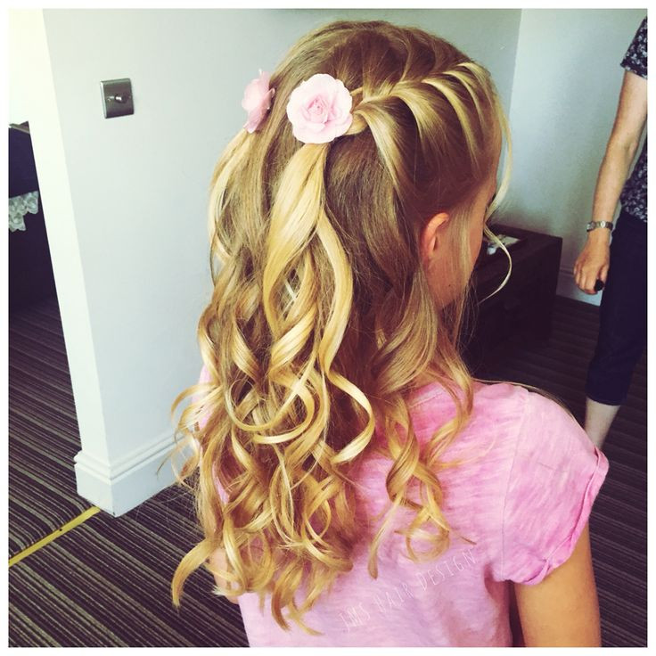 Flower Girl Braid Hairstyles
 Flower girl twin French plaits on either side with curls