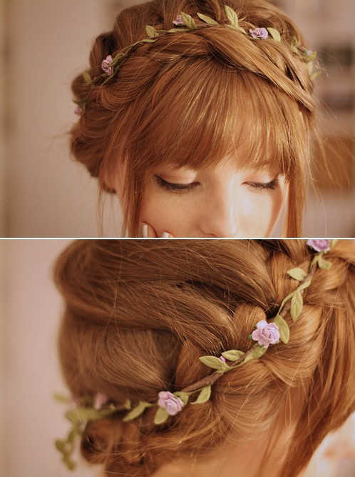 Flower Girl Braid Hairstyles
 Cute Flower Braided Updo with Rosebud Band Hairstyles Weekly
