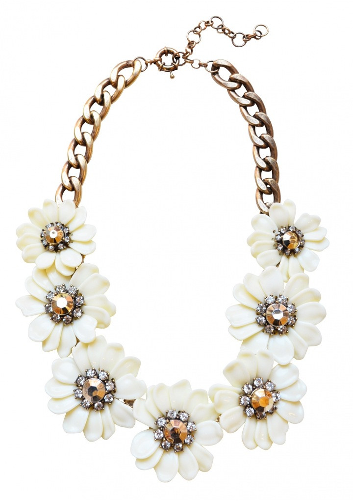 Flower Statement Necklace
 Ivory Flowers Statement Necklace Happiness Boutique