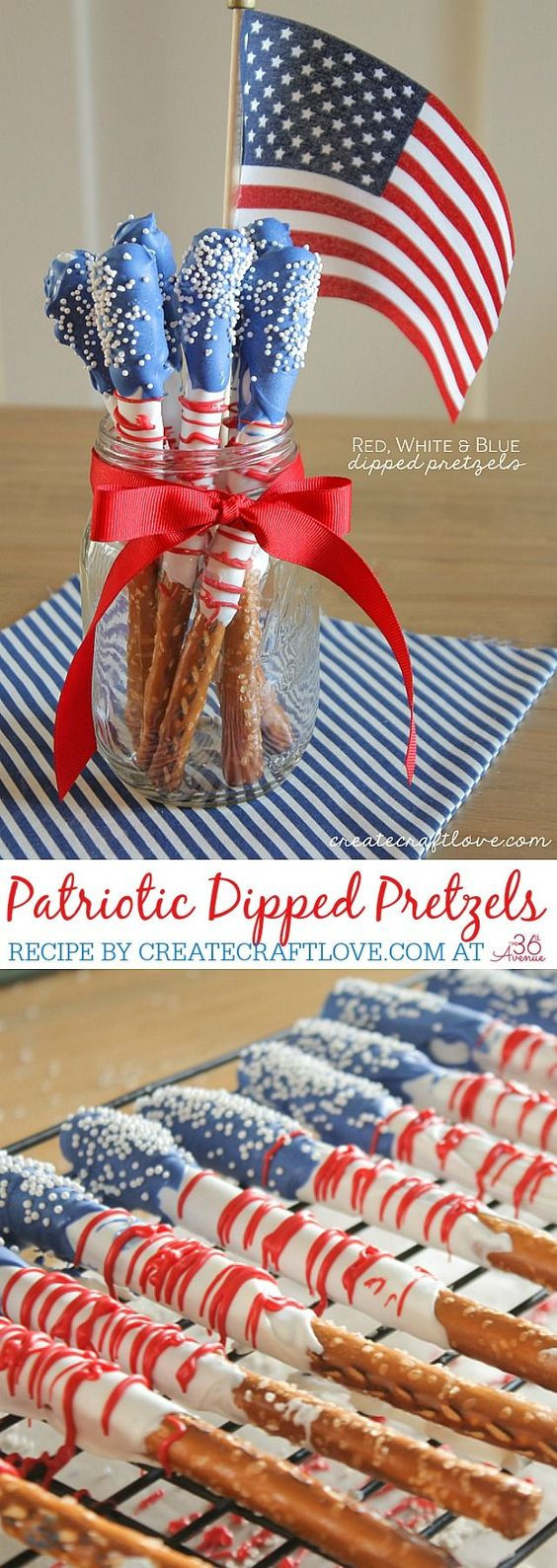 Fourth Of July Pretzels
 Dipped pretzels Pretzels and Fourth of July on Pinterest
