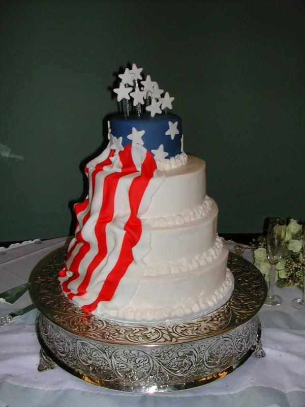 Fourth Of July Wedding Cakes
 4th of July wedding cake with seashells instead if stars