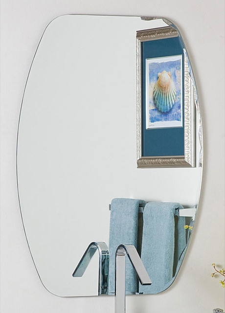 Frameless Beveled Bathroom Mirror
 Frameless Oval Beveled Groove Mirror Contemporary