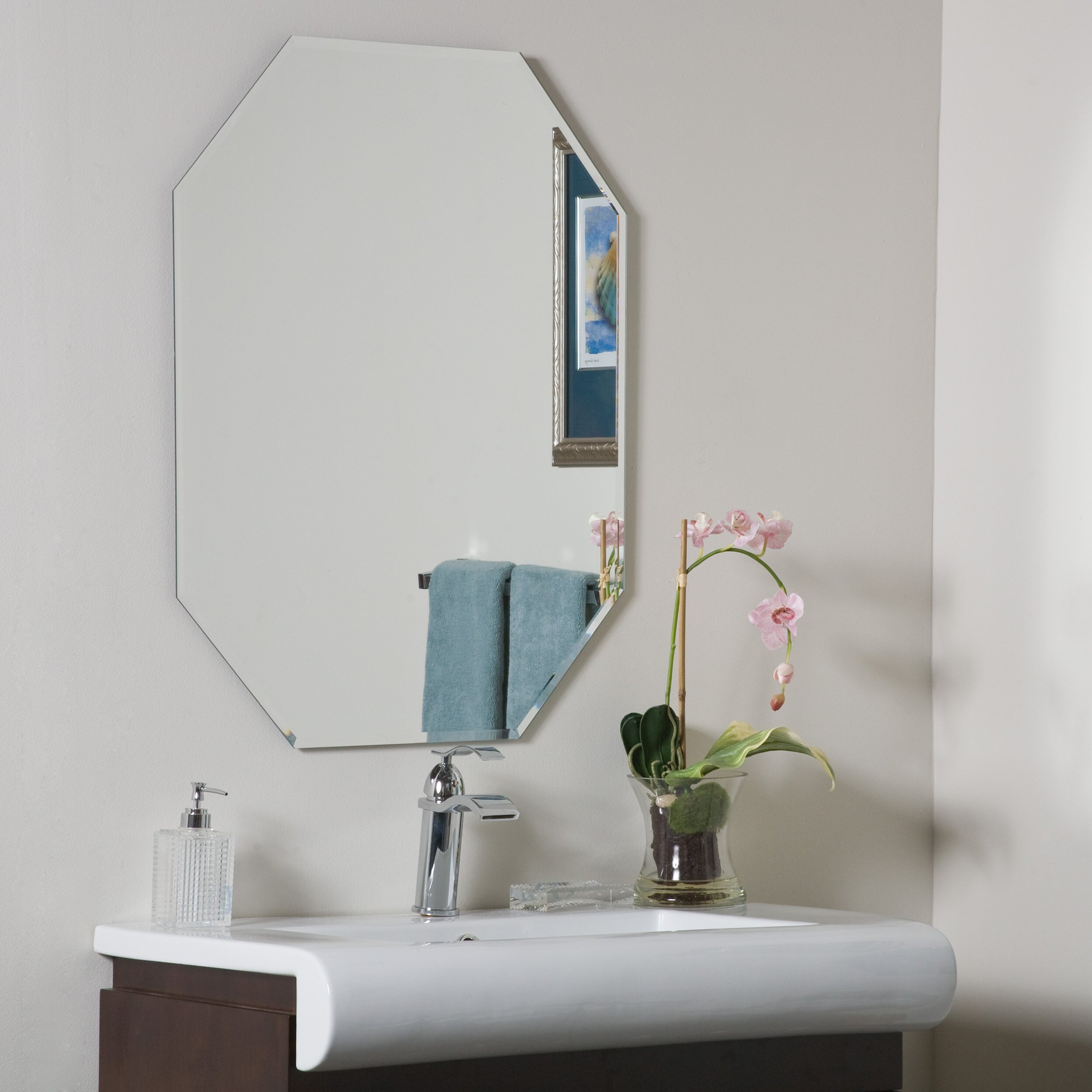 Frameless Beveled Bathroom Mirror
 Red Barrel Studio Eight Sided Frameless Beveled Wall