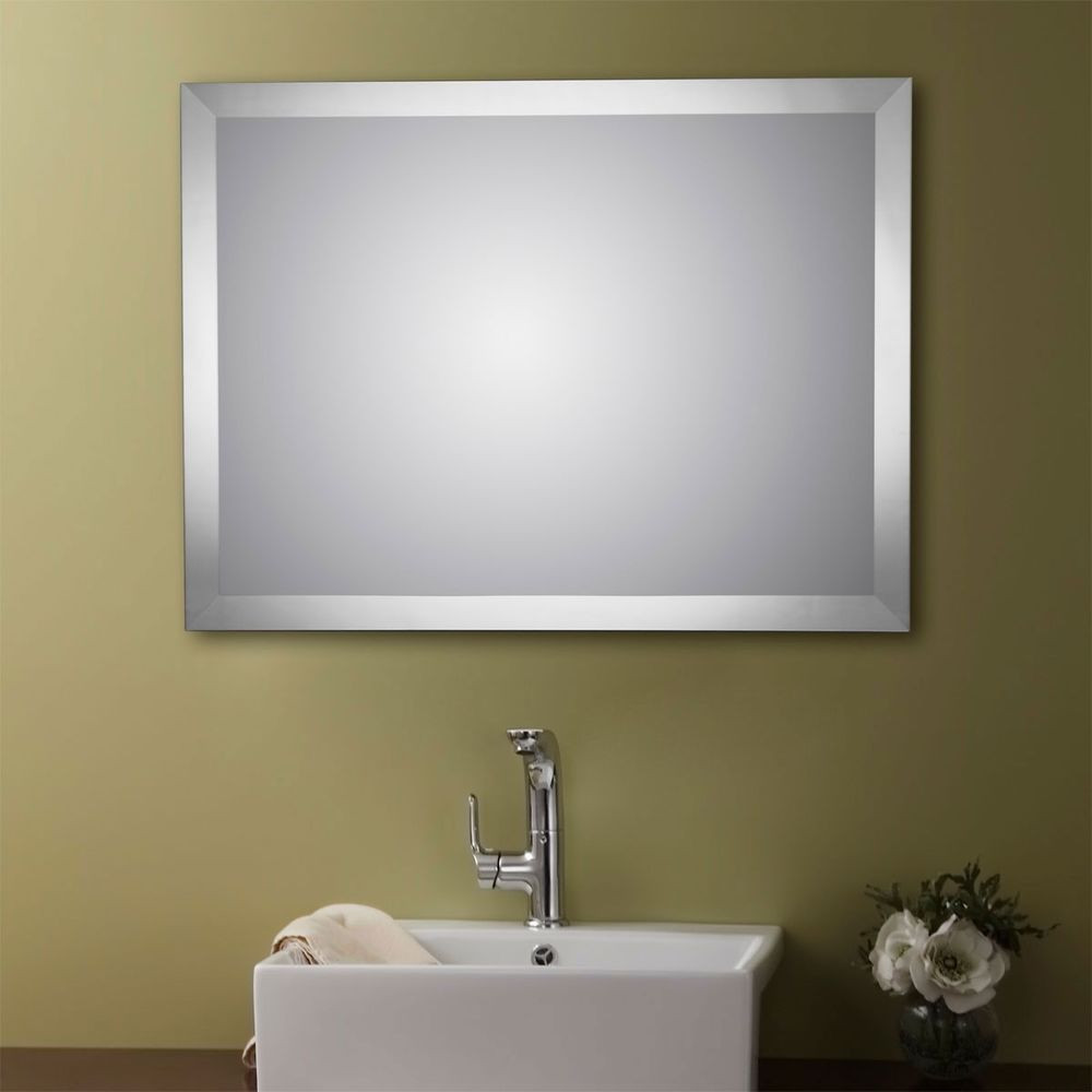 Frameless Beveled Bathroom Mirror
 Decoraport Frameless Square Bathroom Vanity Wall Hall