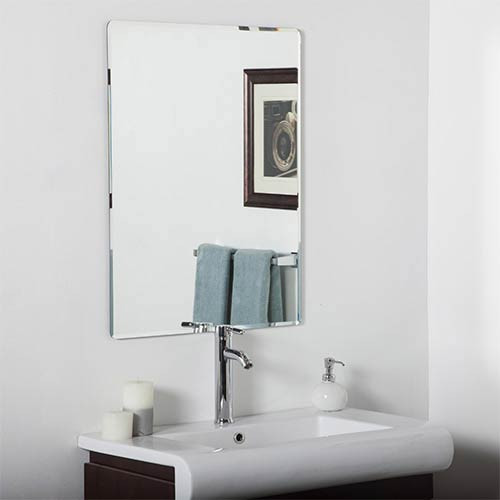 Frameless Beveled Bathroom Mirror
 Decor Wonderland Vera Rectangular Beveled Frameless