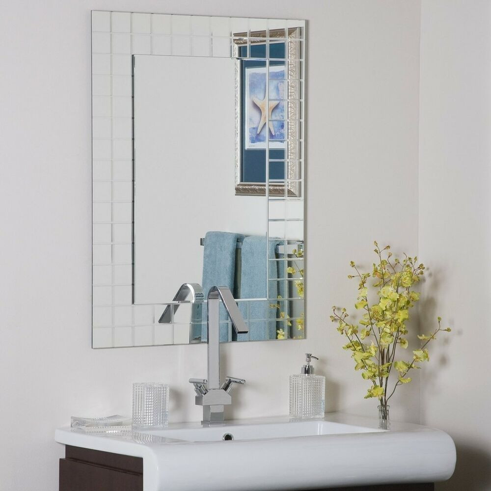 Frameless Beveled Bathroom Mirror
 Frameless Wall Mirror Vgroove beveled bathroom