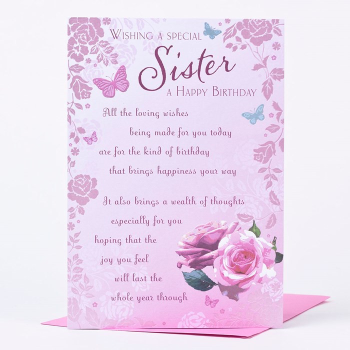 Free Birthday Cards For Sister
 Birthday Card Sister Pink Rose