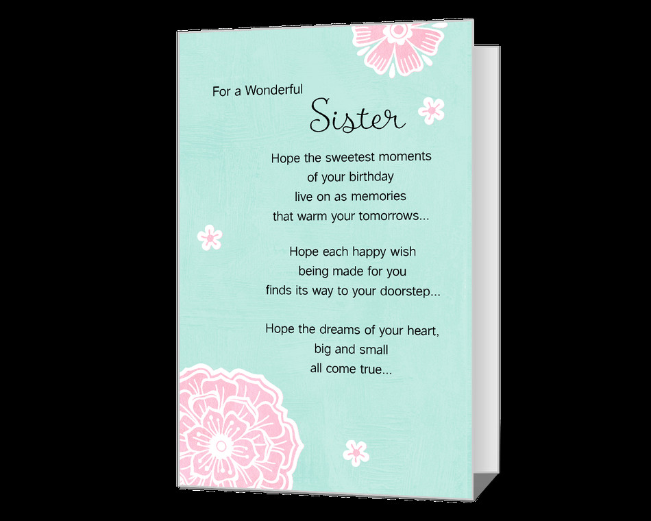 Free Birthday Cards For Sister
 Wonderful Sister Printable
