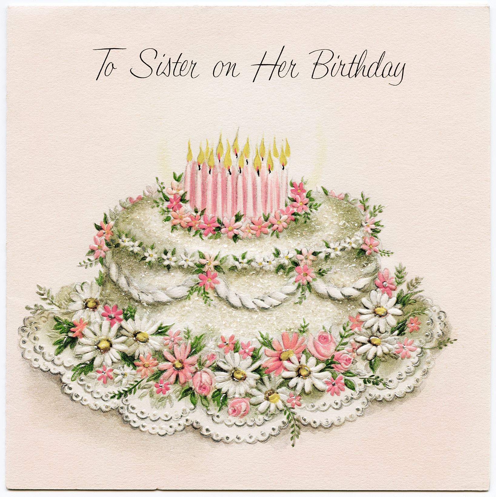 Free Birthday Cards For Sister
 Vintage Sister Birthday Greeting Card