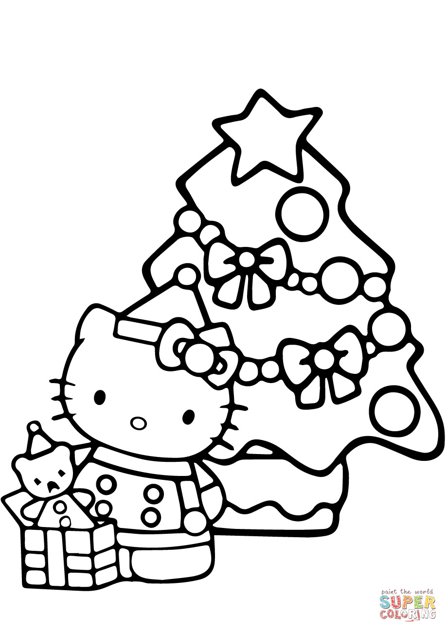 Free Christmas Printable Coloring Pages
 Hello Kitty Christmas coloring page