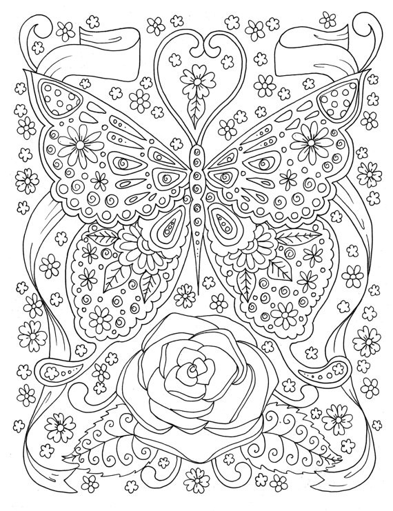 Free Coloring Pages For Adults Printable
 Butterfly Coloring page Adult Coloring Book Digital Coloring