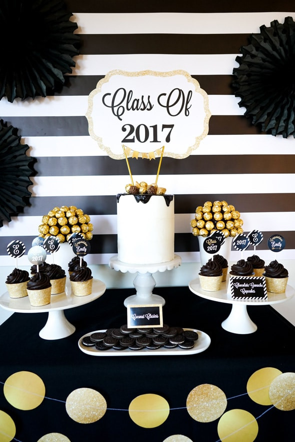 Free Graduation Party Ideas
 Bold Black and Gold Graduation Party