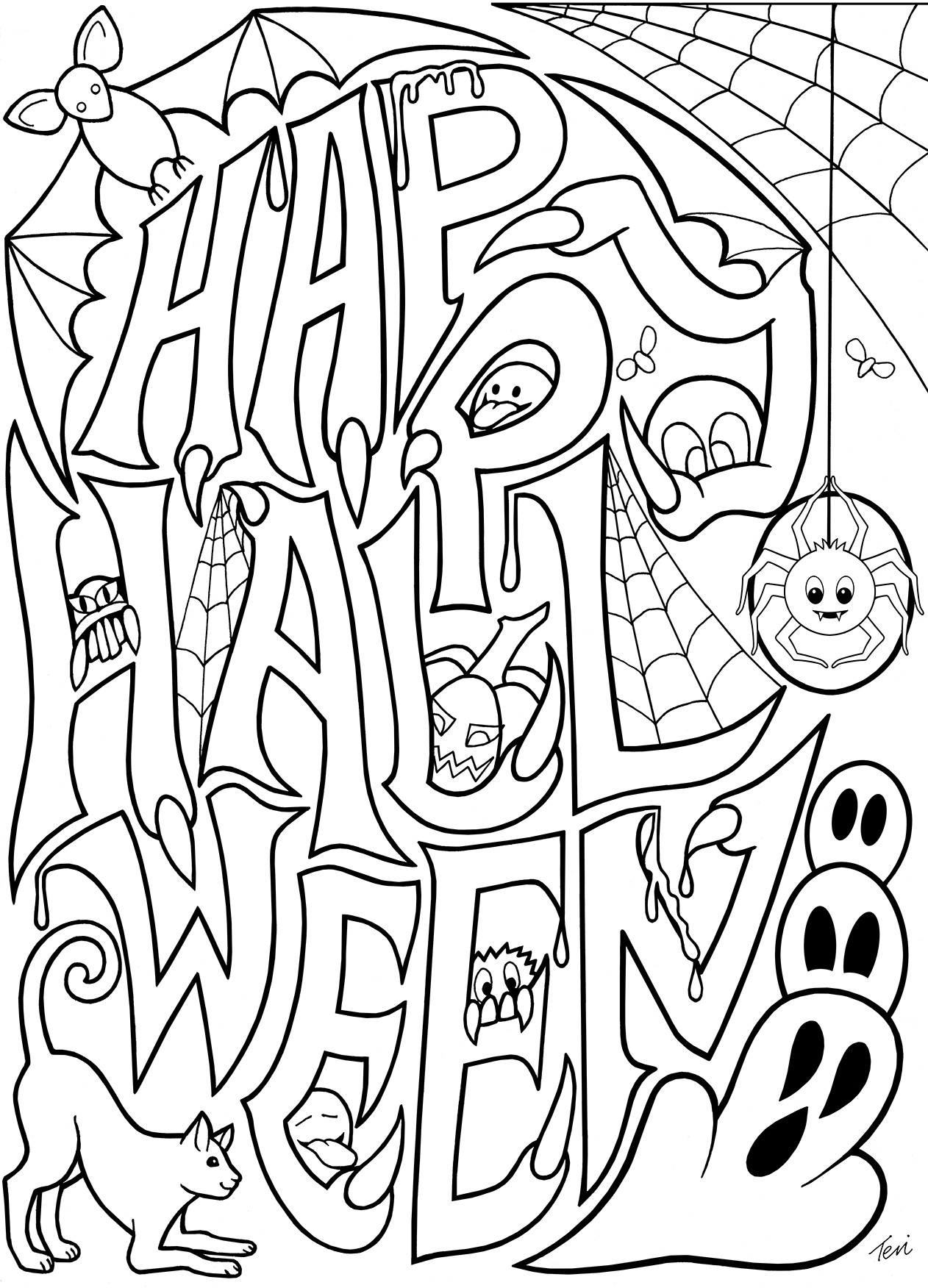 Free Halloween Printable Coloring Pages
 Free Adult Coloring Book Pages Happy Halloween by Blue