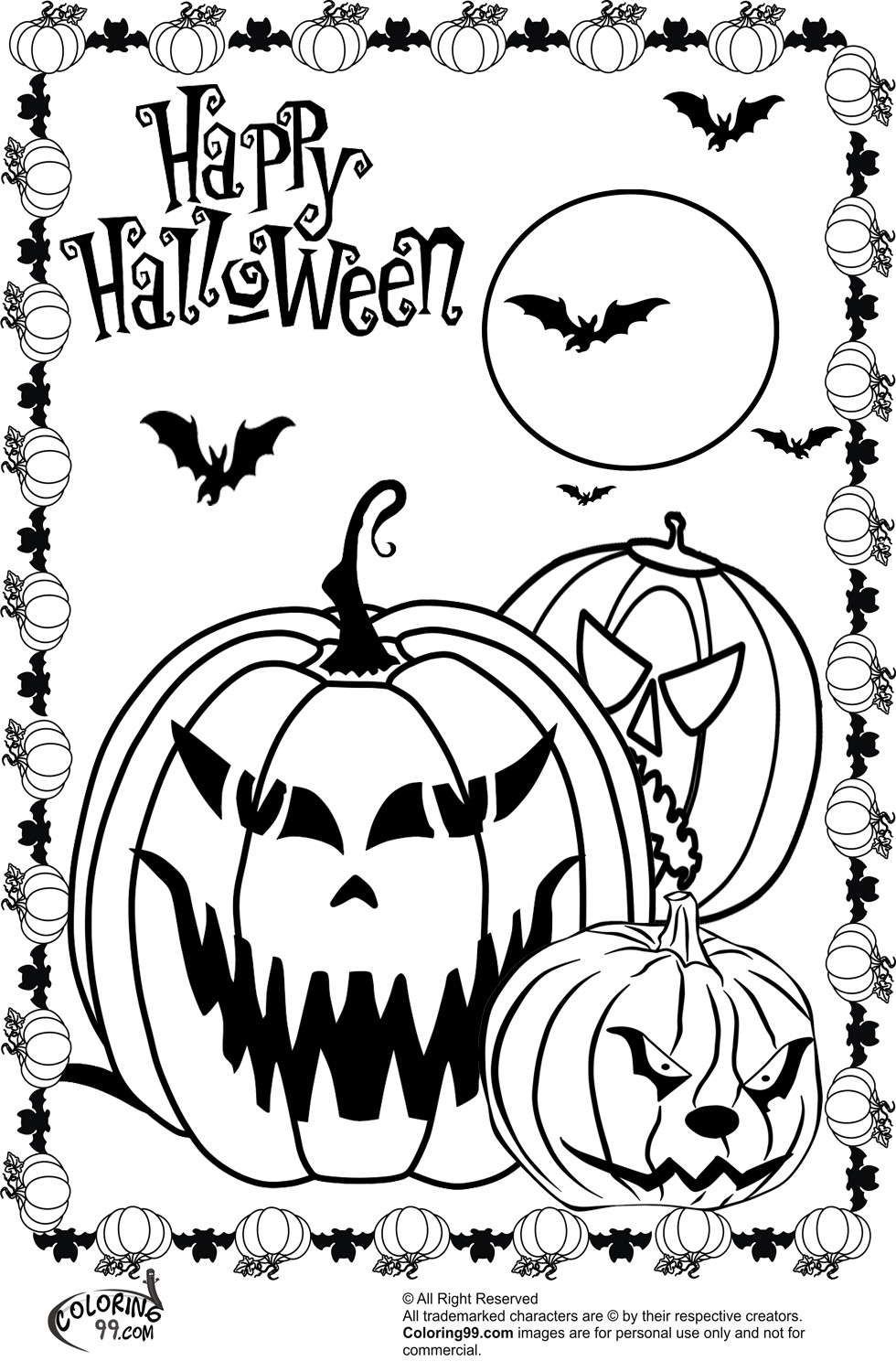 Free Halloween Printable Coloring Pages
 Scary Halloween Pumpkin Coloring Pages