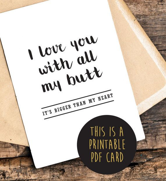 Free Printable Funny Birthday Cards For Him
 Funny Love You Card Funny Anniversary Card by