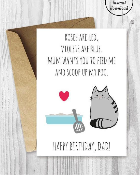 Free Printable Funny Birthday Cards For Him
 DIY for Him Birthday Card Printable for Dad UK Funny Cat
