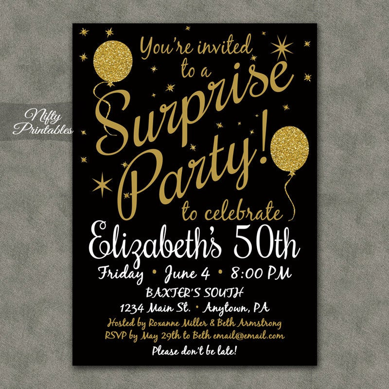 Free Printable Surprise Birthday Party Invitations
 Surprise Party Invitations Printable Black & Gold Surprise