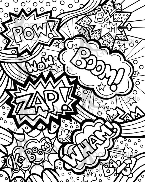Free Printable Word Coloring Pages
 INSTANT DOWNLOAD Coloring Page ic Book Words by