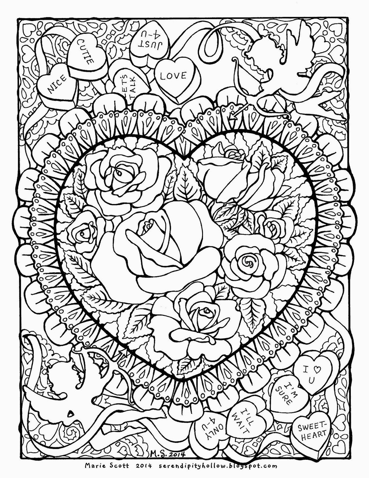 Free Printable Word Coloring Pages
 Serendipity Hollow Coloring book Page February