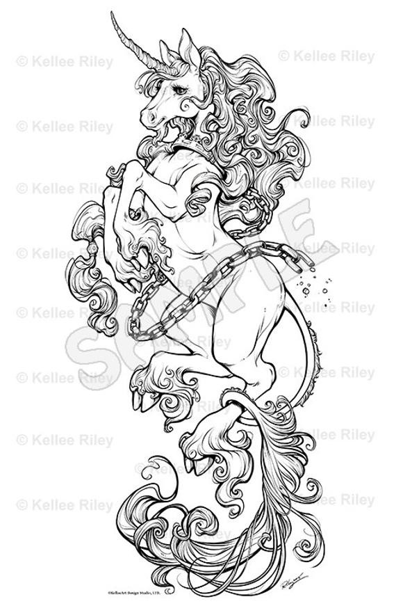 Free Unicorn Coloring Pages For Adults
 Unicorn Adult Coloring Pages by KelleeArt on Etsy