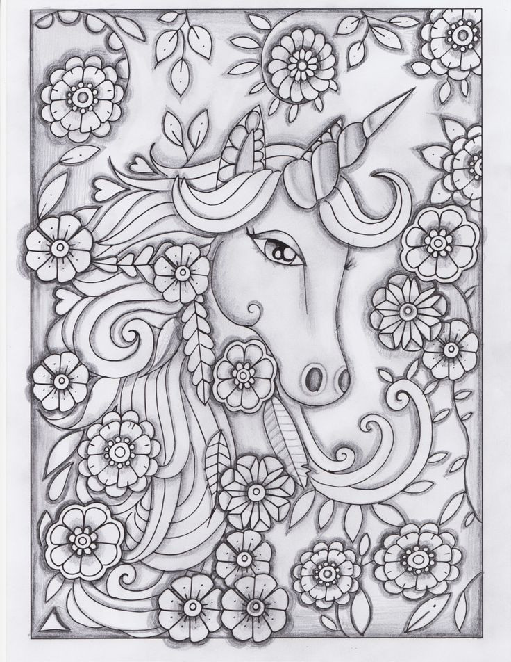 Free Unicorn Coloring Pages For Adults
 unicorn greyscale drawing unedited