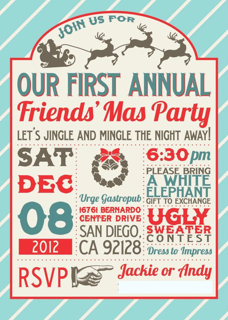 Friend Christmas Party Ideas
 25 unique Christmas party invitations ideas on Pinterest