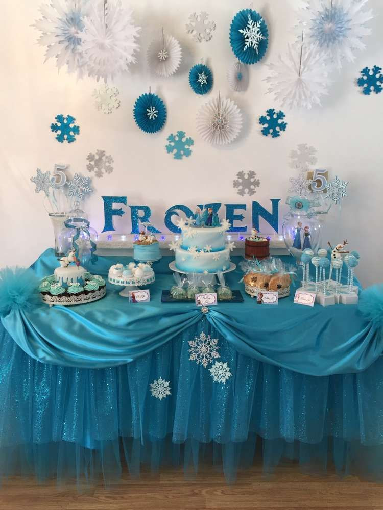 Frozen Birthday Decorations
 Stunning dessert table at a Frozen birthday party See