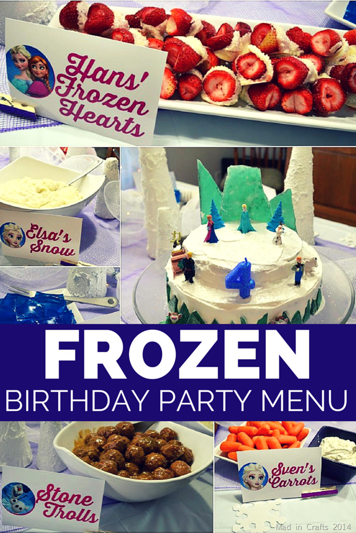 Frozen Birthday Party Ideas Food
 FROZEN BIRTHDAY PARTY MENU Mad in Crafts