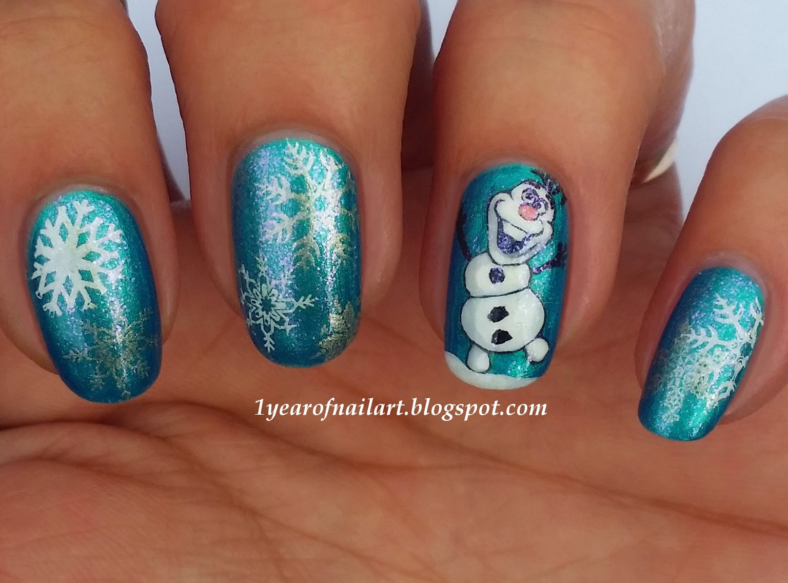 Frozen Nail Designs
 365 days of nail art Disney Frozen Olaf nail art