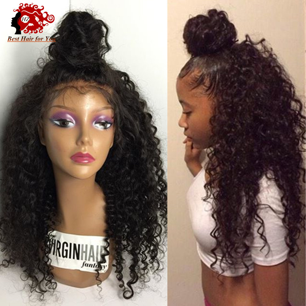 Full Lace Wigs With Baby Hair
 Virgin Brazilian Kinky Curly Full Lace Wigs with High 