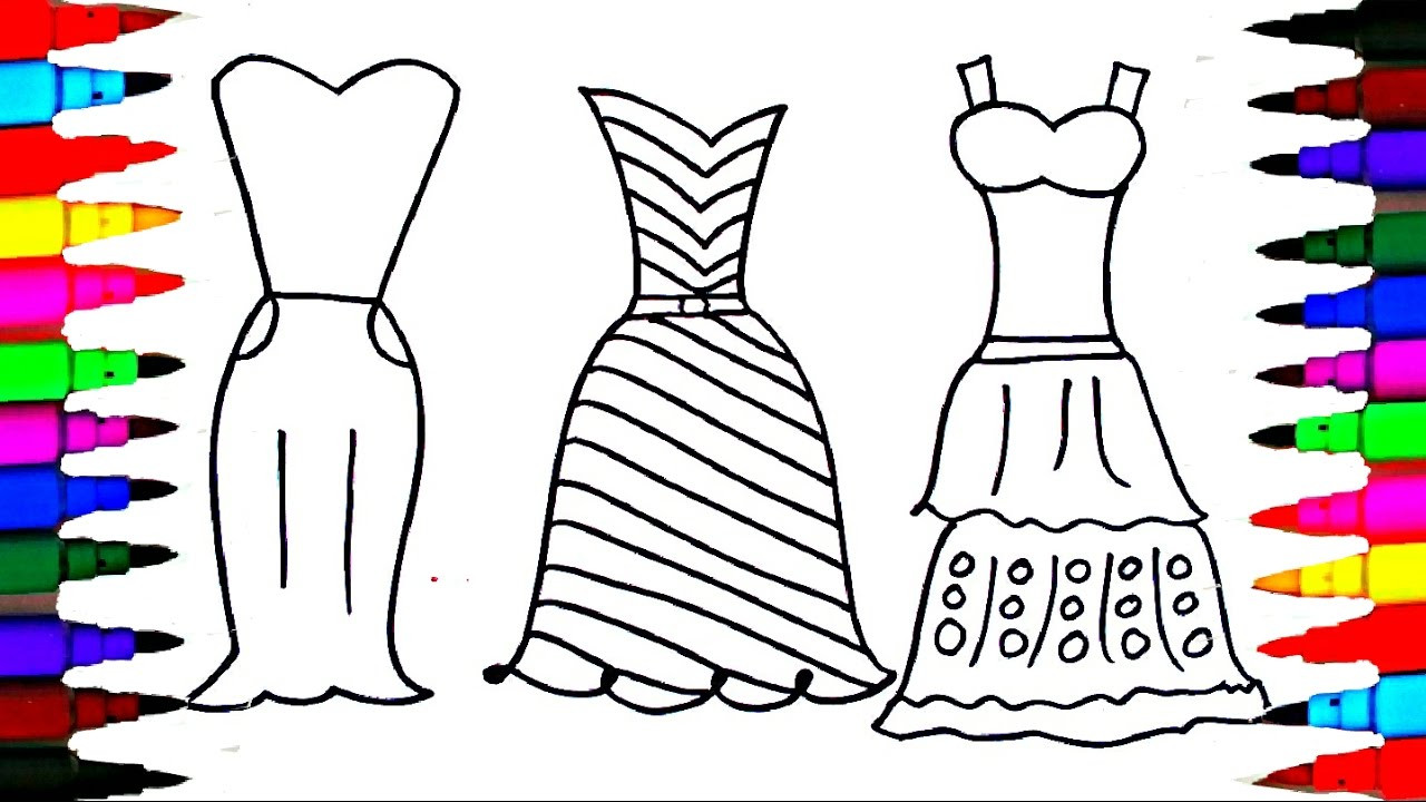 Fun Coloring Pages For Girls
 Coloring Pages Dresses For Girls l Polkadots Drawing Pages
