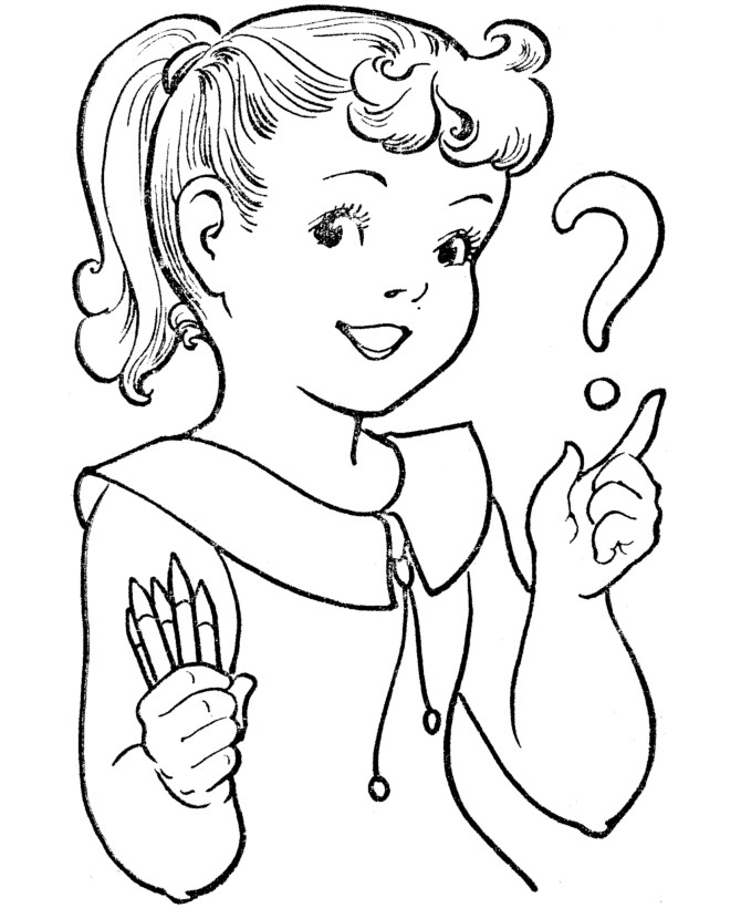 Fun Coloring Pages For Girls
 BlueBonkers Girl Coloring Pages Question Girl Free