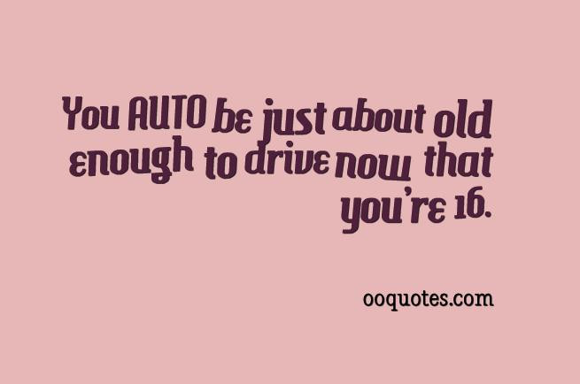 Funny 16th Birthday Quotes
 You AUTO be just about old enough to drive now that you’re