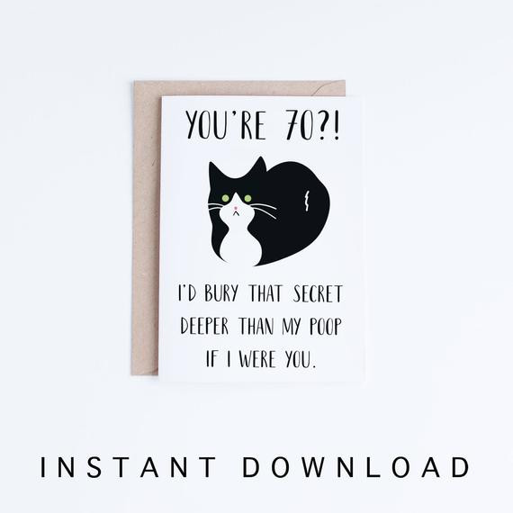 Funny 70th Birthday Cards
 Printable 70th Birthday Cards Funny Tuxedo Cat 70 Birthday