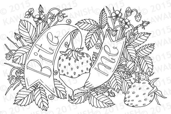 Funny Adult Coloring Pages
 bite me strawberry adult coloring page wall art t funny